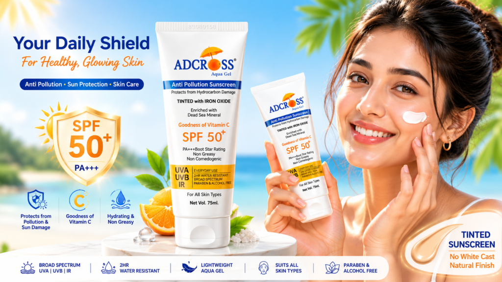 adcross aqua gel water based sunscreen for oily face | adonis