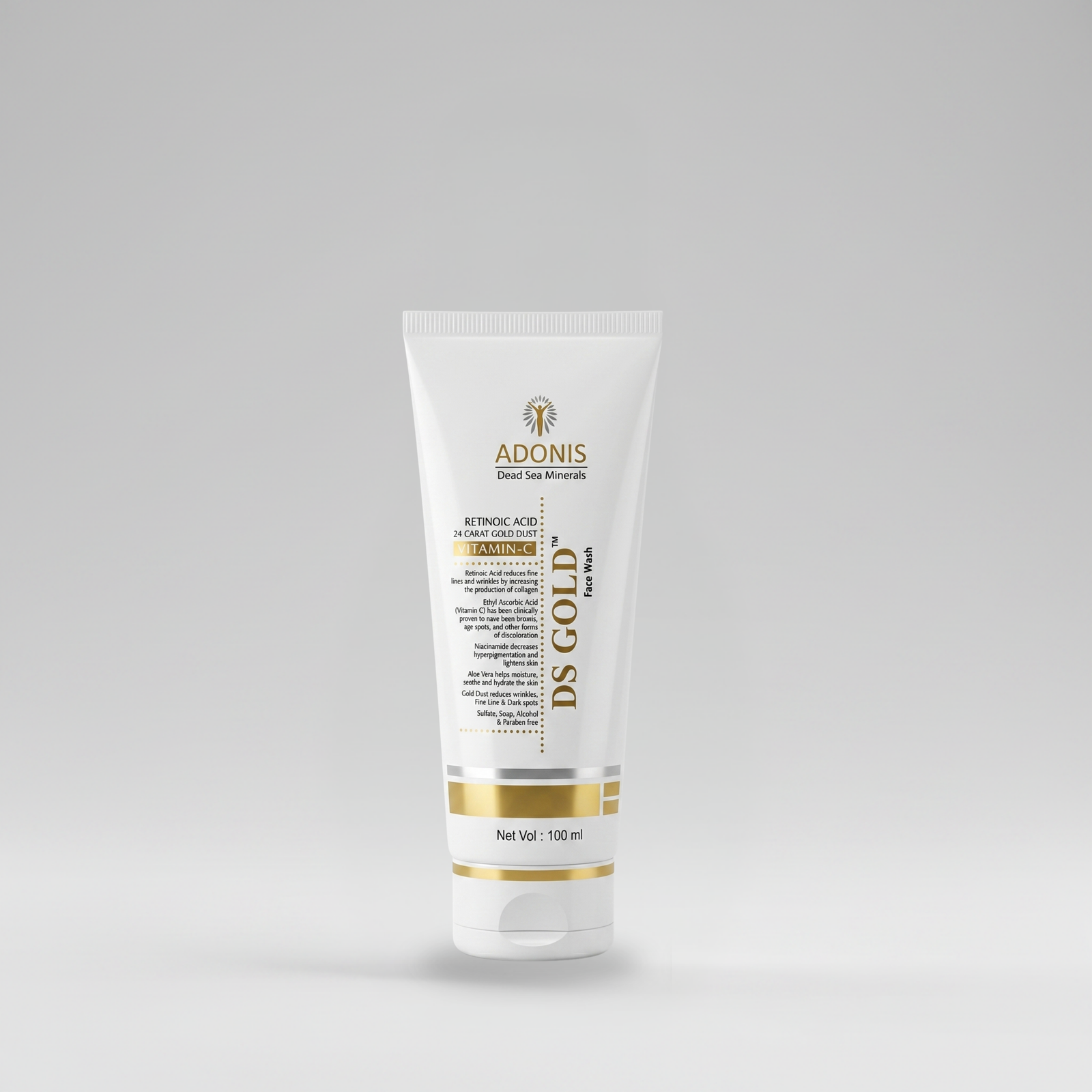 DS GOLD FACEWASH | Skin Brightening & Anti-Aging Face Wash with 24K Gold Dust | Reduces Wrinkles