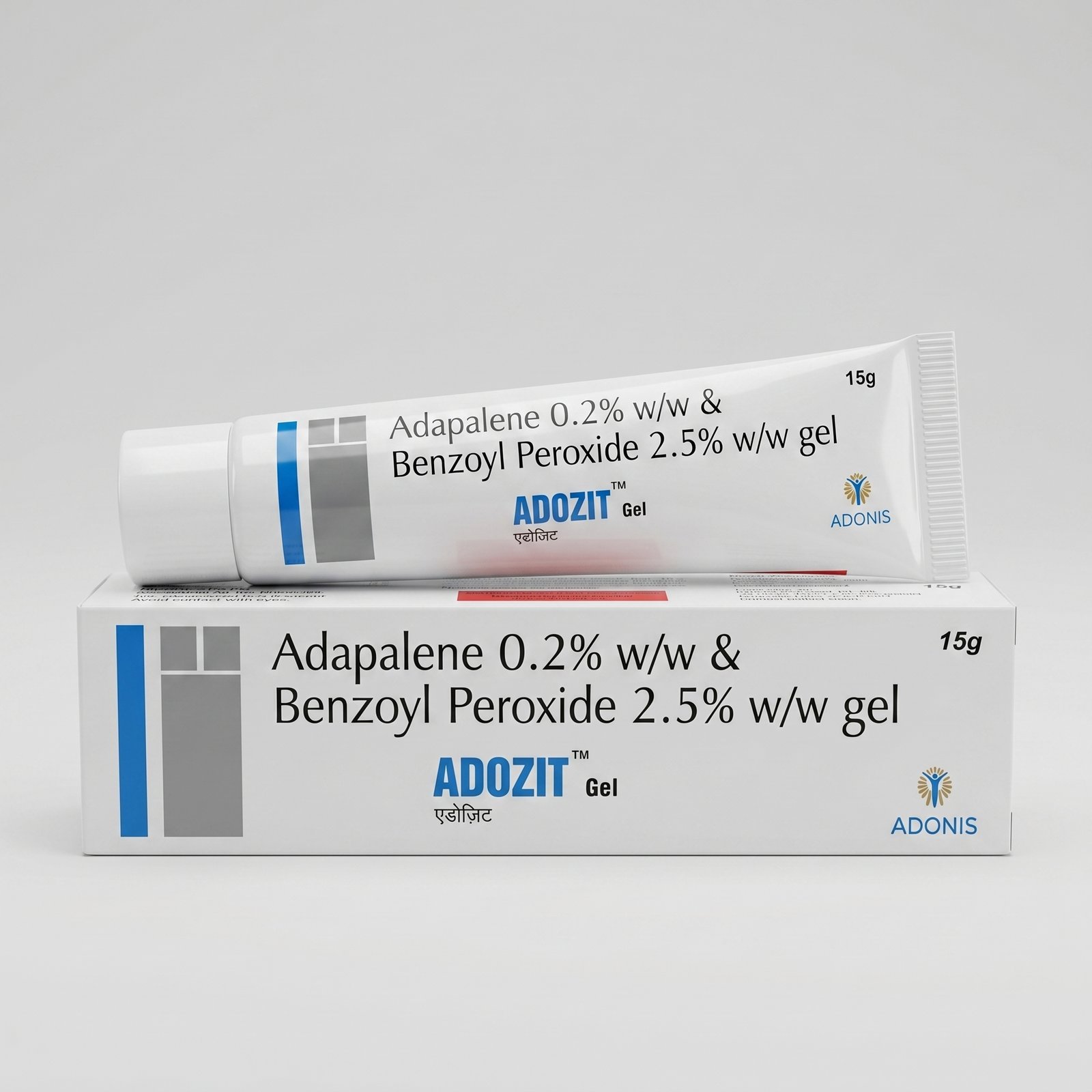 ADOZIT Gel | 15g | Anti-Acne Treatment | Adapalene 0.2% & Benzoyl Peroxide 2.5% | Pimples